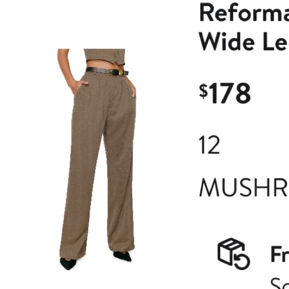 Reformation Taupe High Waist Trousers NWT